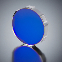 SCHOTT optical coatings offer high signal-to-noise ratio for machine vision Blue disc of narrow bandpass filter glass