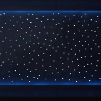 Ceiling of an aircraft cabin lit up by SCHOTT's Star Ceiling illumination system in Background Stars mode