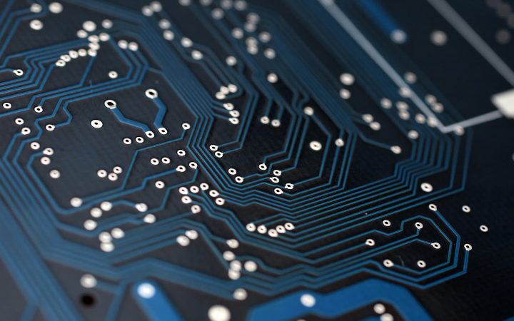 Complex blue circuit board